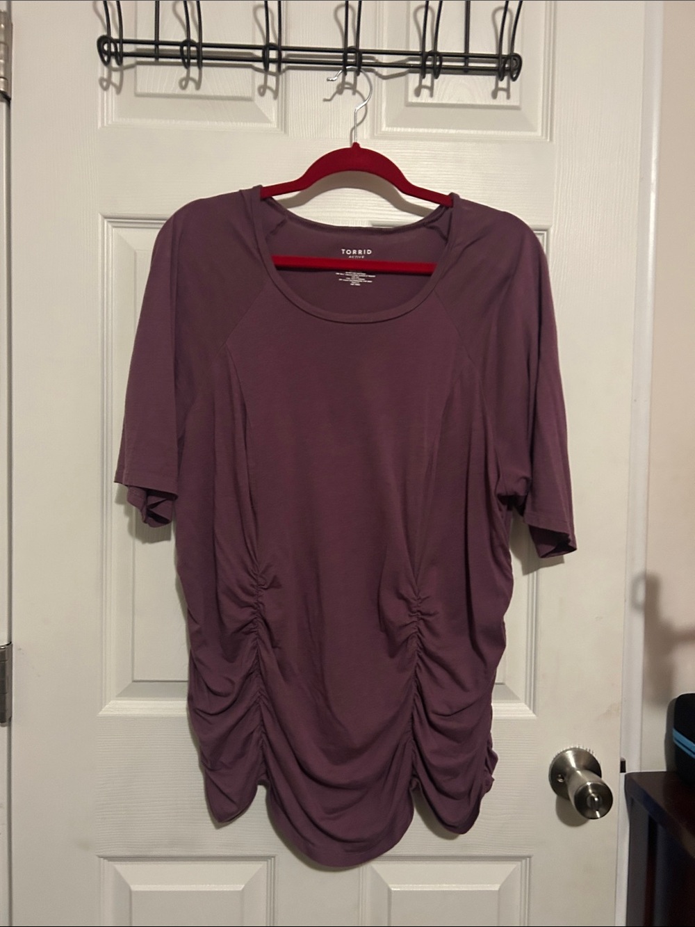 torrid Ruched Short Sleeve Tee — Plum